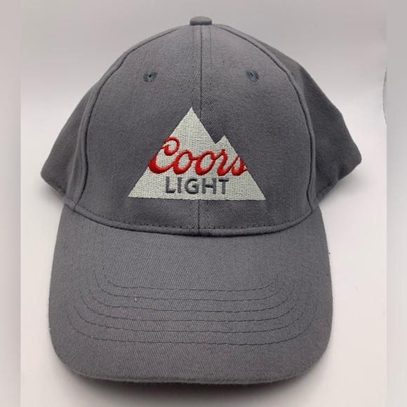 Coors Light Made In USA Beer Cap Hat Adjustable Gray Grey Snapback Baseball Acme - Picture 1 of 9